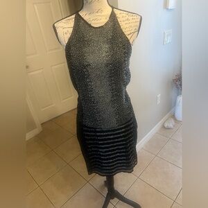 NWT Parker Black Silver Beaded Silk Cocktail Dress – Size S – $462 Retail